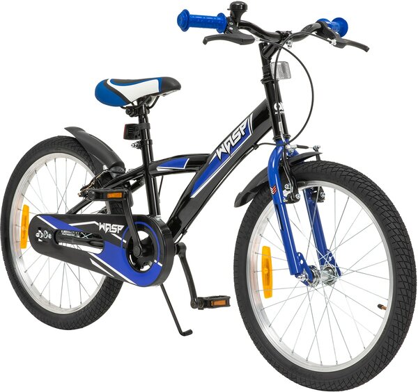 Bild 1 von Actionbikes Kinderfahrrad Wasp 20 Zoll, Fahrradständer, Schutzbleche, verstellbar, V-Brake-Bremsen (Schwarz-Blau)