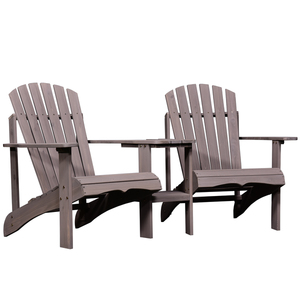 Outsunny Gartenbank mit Tisch und Schirmloch 2 Stühle-Set Kaffee 178 x 87 x 92 cm