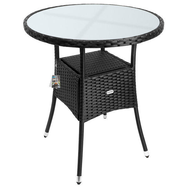 Bild 1 von Casaria® Polyrattan-Tisch Schwarz rund Ø60cm