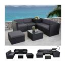 Bild 1 von Poly-Rattan-Garnitur MCW-D21, Balkon-/Garten-/Lounge-Set Sofa Sitzgruppe, Box Staufach ~ anthrazit, Kissen dunkelgrau