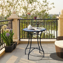 Bild 2 von Outsunny Gartentisch Mosaiktisch Balkontisch Beistelltisch Seviertisch rund Stahl + Keramik Blau + W