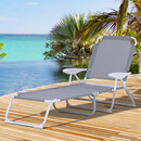 Bild 3 von Outsunny Liegestuhl, Sonnenliege, Klappbare Strandliege, 4-stufige Gartenliege, Netzstoff, Grau, 160