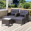 Bild 2 von Outsunny 5-tlg. Polyrattan Gartenmöbel Sitzgruppe Gartenset Sofagarnitur mit Kissen Dunkelgrau