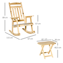 Bild 4 von Outsunny Schaukelstuhl Holz mit Beistelltisch 2 tlg. Schaukelsessel Set Gartenstuhl mit Armlehnen ho