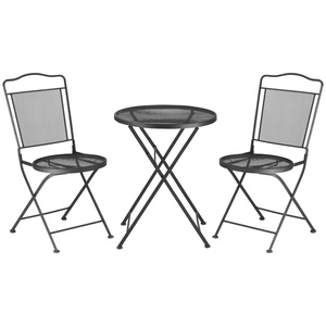 Outsunny Sitzgruppe 3-teilige Essgruppe Bistro-Set Gartenmöbel-Set Balkonmöbel Set 1 Tisch+2 Stühle