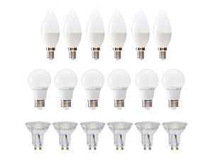LIVARNO home Leuchtmittel LED GU10 / E27 Globe / E14 Kerze 4,9/4,9/6,4 W 6er Sparpack