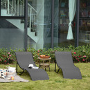 Bild 2 von Outsunny 2er Set Sonnenliege Gartenliegen Stoffliege Relaxliege ergonomisch Aluminium Texteline Dunk