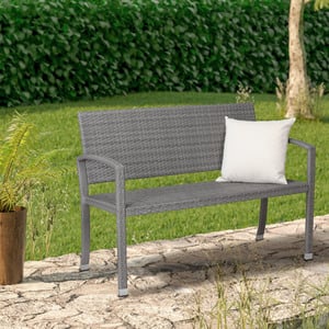 Casaria® Gartenbank Polyrattan 122 x 90 x 55cm grau