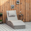 Bild 2 von Outsunny Sonnenliege 2-in-1 Polyrattan Gartenliege Rattanliege Gartenmöbel Liege mit Polsterauflage