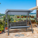 Bild 2 von Outsunny Hollywoodschaukel Gartenschaukel 3-Sitzer mit Dach Polyrattan+Metall Grau 198 x 124 x 179 c