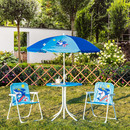 Bild 2 von Outsunny 4 tlg. Kindersitzgruppe Garten Gartentisch 2 Klappstühle Sonnenschirm Camping Kindersitzgar