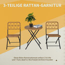 Bild 3 von Outsunny 3 tlg. Polyrattan Sitzgruppe Bistroset Balkonset Garnitur 2 Stühlen + Tisch Klappbar Garten