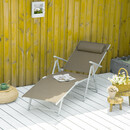 Bild 2 von Outsunny Sonnenliege Strandliege Gartenliege Relaxliege klappbar mit Kissen Strand Metall+Stoff Khak