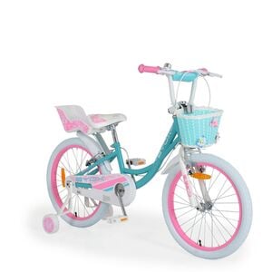 Byox Kinderfahrrad 20 Zoll Fashion Girl, Stützräder, Korb am Lenker, Puppensitz türkis