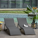 Bild 3 von Outsunny 2er Set Sonnenliege Gartenliegen Stoffliege Relaxliege ergonomisch Aluminium Texteline Dunk