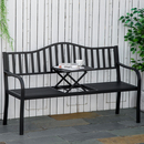 Bild 2 von Outsunny Gartenbank mit ausziehbarem Tisch Gartenmöbel Schwarz 150 x 58,5 x 90 cm