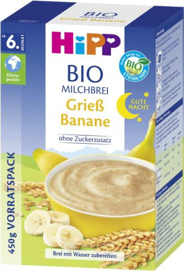 Bild 1 von Hipp Bio Milchbrei Gute-Nacht Grieß Banane