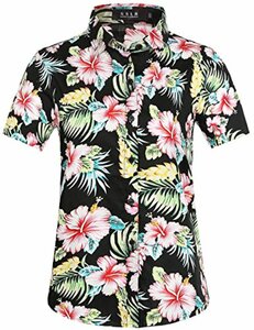 SSLR Damen Bluse Elegant Shirt Kurzarm Hawaii Hemd Sommer Bl
