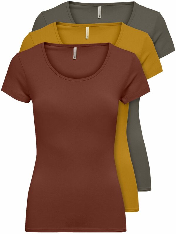 Bild 1 von ONLY T-Shirt ONLLIVE LOVE NEW (3-tlg., 3er Pack) Figur betont, elastische Baumwollqualität