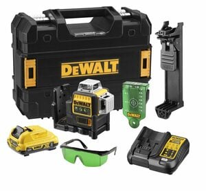 DeWalt Kreuzlinienlaser DCE089D1G-QW Multilinienlaser grün, Laserklasse 2M, 3 Strahlen, 1xhorizontal/2xvertikal, inkl. 10,8V 2,0Ah Akku