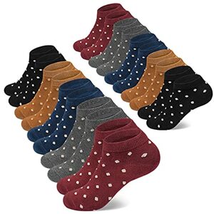 Mowenti I 10 Paar I Sneaker Socken Damen 35-38 39-42 Kurzsocken Sportsocken mit Streifen und Punkten