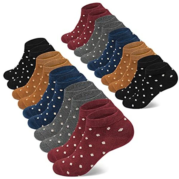 Bild 1 von Mowenti I 10 Paar I Sneaker Socken Damen 35-38 39-42 Kurzsocken Sportsocken mit Streifen und Punkten