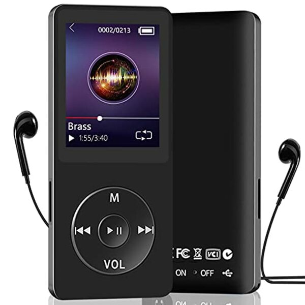 Bild 1 von MP3 Player Bluetooth Sport, 32GB Tragbarer HiFi-Sound MP3/MP4 Musik-Player zum Laufen mit FM Radio, Sprachaufzeichnung, Video, Lautsprecher, E-Book, Unterstützt bis 128GB (Kopfhörer enthalten)