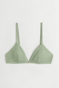 H&M Wattiertes Triangel-Bikinitop Helles Khakigrün, Bikini-Oberteil in Größe 34. Farbe: Light khaki green