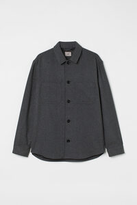 H&M Overshirt aus Wollmix Relaxed Fit Dunkelgraumeliert, Freizeithemden in Größe XXL. Farbe: Dark grey marl