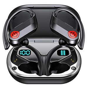 2023 Neueste Bluetooth Kopfhörer Sport, Kopfhörer Kabellos Bluetooth 5.3 mit HD Mikrofon, 120 Std Spielzeit, Dual LED Anzeige Wireless kopfhörer, IPX7 Wasserdicht In-Ear Headphones mit Ohrhaken