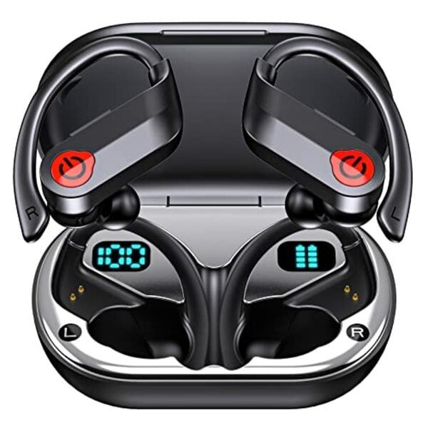 Bild 1 von 2023 Neueste Bluetooth Kopfhörer Sport, Kopfhörer Kabellos Bluetooth 5.3 mit HD Mikrofon, 120 Std Spielzeit, Dual LED Anzeige Wireless kopfhörer, IPX7 Wasserdicht In-Ear Headphones mit Ohrhaken