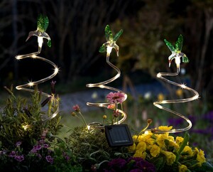 I-Glow LED-Solar-Gartenstecker "Spirale" - 3er-Set