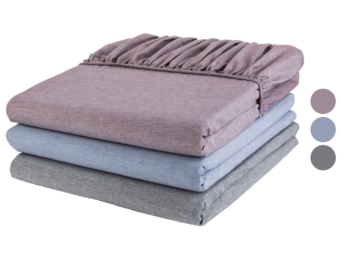 Bild 1 von LIVARNO home Chambray Spannbettlaken, 90-100 x 200 cm