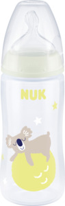 NUK First Choice+ Night Babyflasche mit Leuchteffekt und Temperature Control, 0-6 Monate, gelb