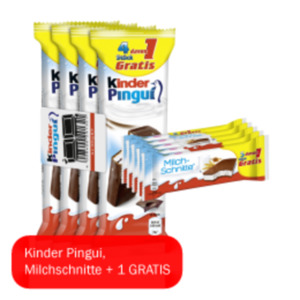 Ferrero Milchschnitte 4+1, Kinder Pingui 3+1 oder Maxi King 3er
