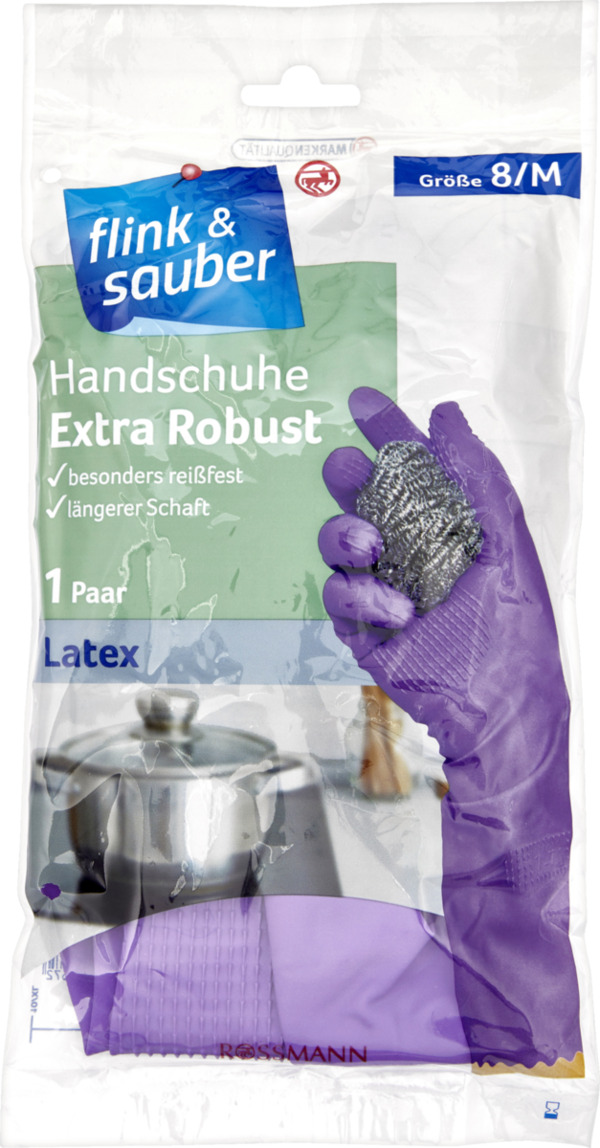 Bild 1 von flink & sauber Handschuhe Extra Robust Gr. 8/M Latex