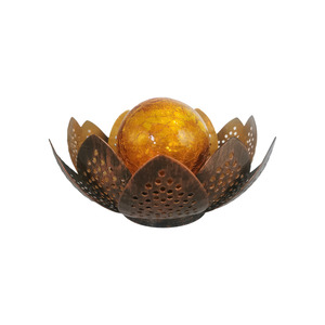 toom Solar-Dekoleuchte Lotusblüte bronze/gold Ø 24 x 11,5 cm