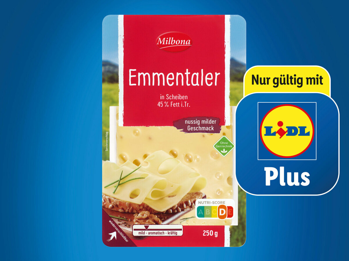 Milbona Emmentaler in Scheiben von Lidl ansehen!