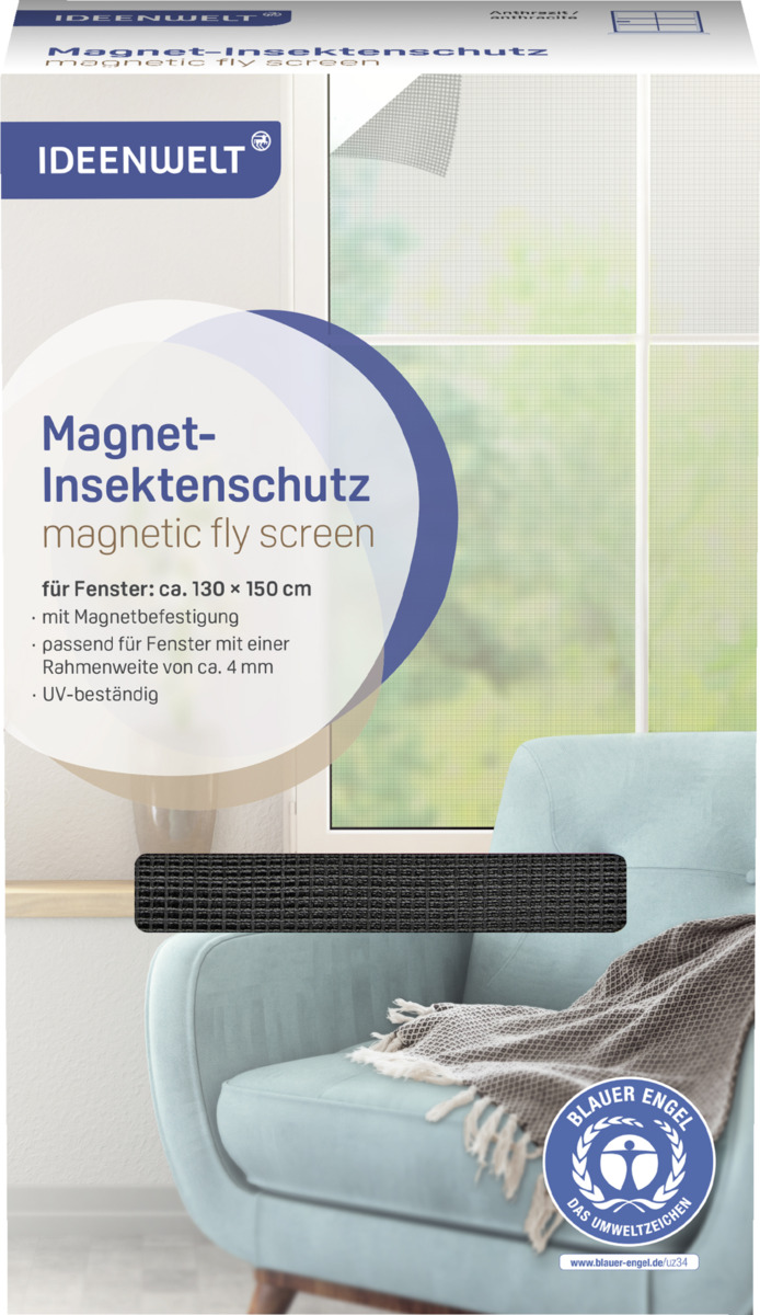 Bild 1 von IDEENWELT Magnet Insektenschutz für Fenster anthrazit