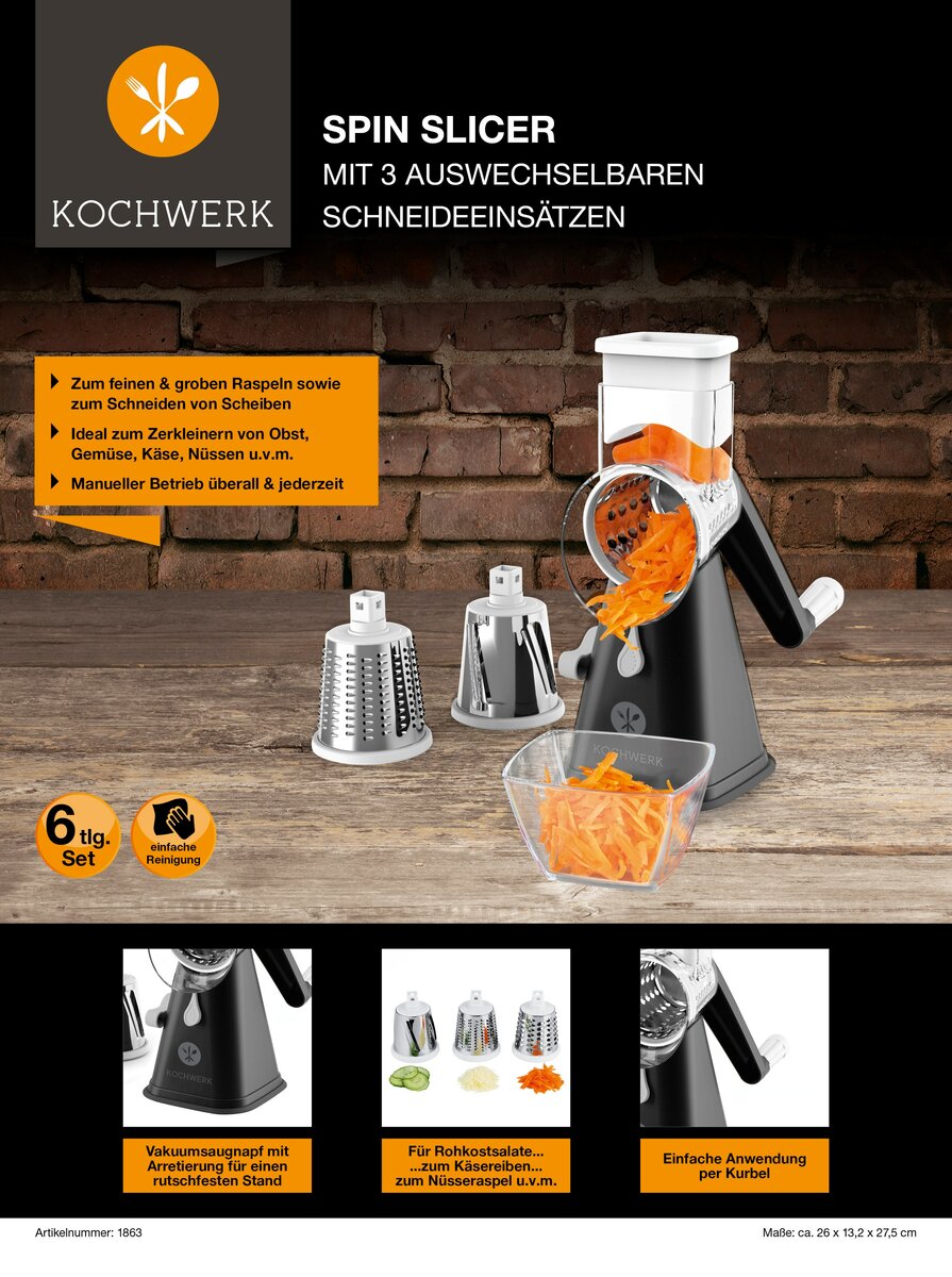 Bild 1 von Kochwerk Multi-Schneider Spin Slicer 6-tlg. versch. Farben