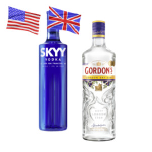 Gordon´s London Dry Gin, Skyy Vodka, oder Larios 12 Gin
