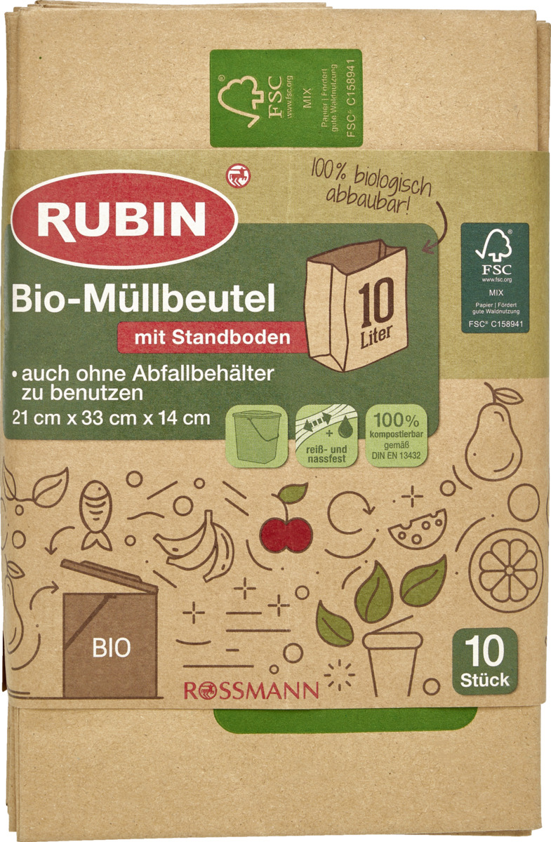 Bild 1 von RUBIN Bio-Müllbeutel Standboden 10L