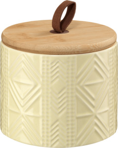 Dekorieren & Einrichten Vorratsdose aus Keramik mit Bambusdeckel, gemustert gelb (500 ml)