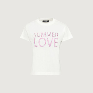 Oversized T-Shirt aus Bio-Baumwolle mit Glitzerprint "SUMMER LOVE"