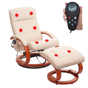 Massage-Fernsehsessel Pescatori II, Relaxsessel Massagesessel, Massagefunktion ~ weiß/creme