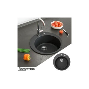 Granit Spüle Küchenspüle Einbauspüle Spülbecken+Drehexcenter+Siphon Schwarz