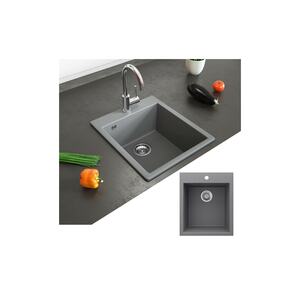 Bergström Granit Spüle Küchenspüle Einbauspüle Spülbecken 425x500mm Grau