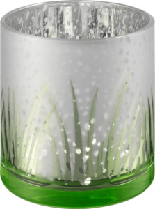 Dekorieren & Einrichten Kerzenhalter aus Glas mit Gräsern, weiß-grün metallic
