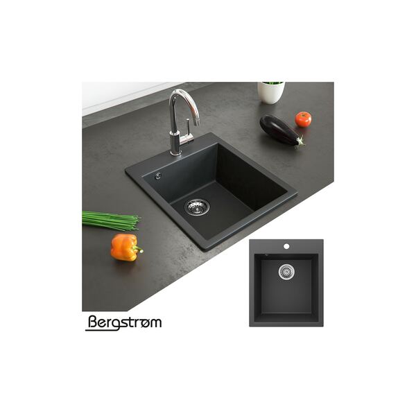 Bild 1 von Granit Spüle Küchenspüle Einbauspüle Spülbecken Küche + Siphon Schwarz