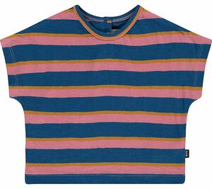 IMPS&ELFS Freizeit T-Shirt gestreiftes Rundhals-Shirt für Kinder Blau/Pink